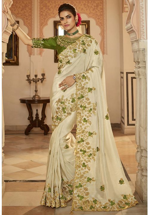 Green Indian Bridal Wedding Saree Viscose Fabric SRYMK9604