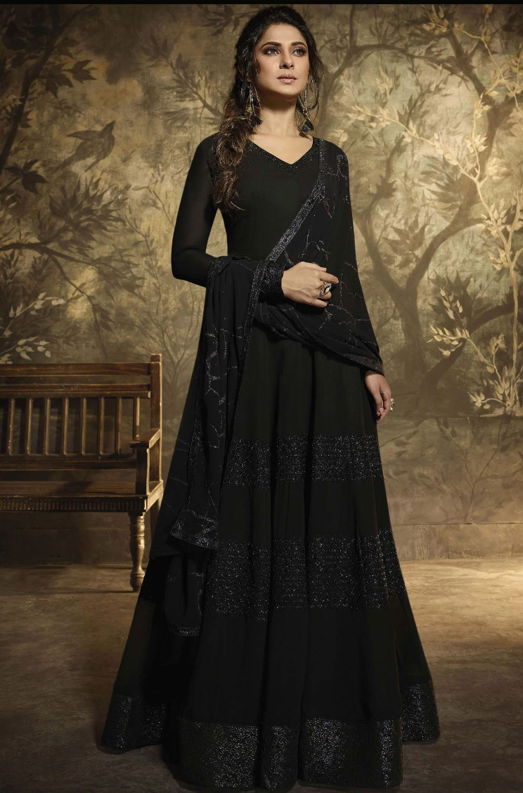 Black long anarkali clearance gown