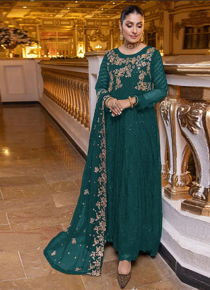 Emerald green hot sale pakistani dress