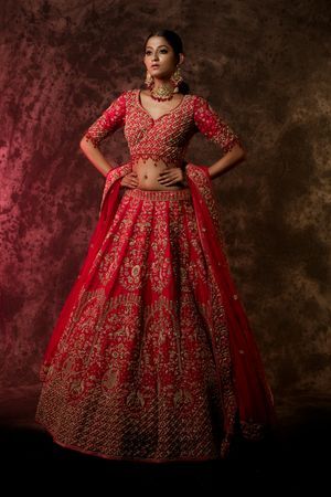 Wedding Bridal Lehenga Choli In Silk With Hand Floral Thread SIYAIS80 - ShreeFashionWear  