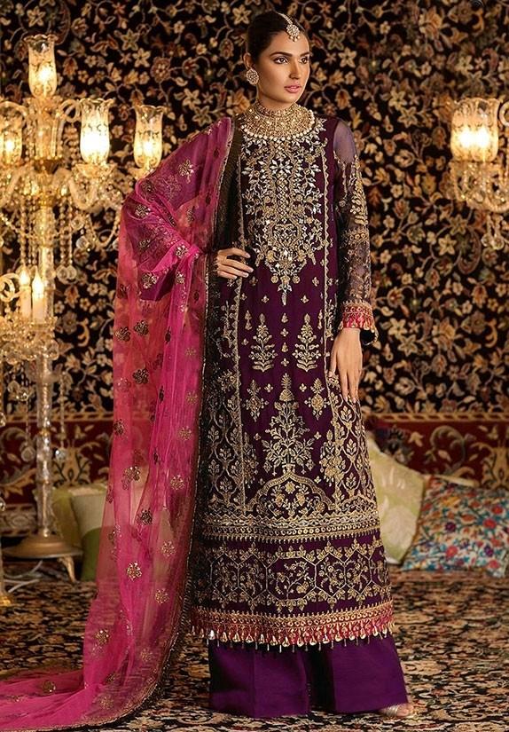 Georgette Wedding Palazzo Suit In Purple PAL2020 - ShreeFashionWear  