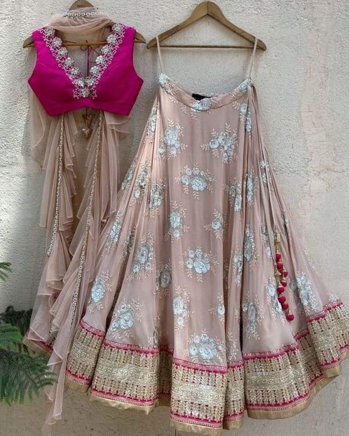 Designer Wedding Lehenga Choli Set In Brown Magenta Net INSPMAY421 - ShreeFashionWear  