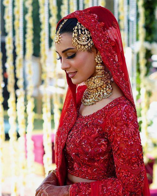 Red Wedding A Line Lehenga Choli