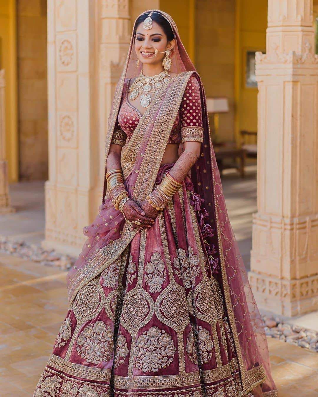 Pastel Pink Bridal Wedding Royal Haute Couture Velvet Lehenga BRIDAL424 - ShreeFashionWear  