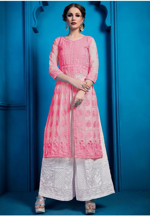 Pink Georgette Pashmina Palazzo Salwar Suit SHARY6507 - ShreeFashionWear  