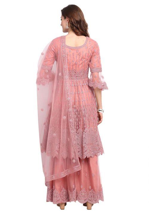 Pink Bridal Wedding Long Full Top Sharara Suit  EXSTL13202 - ShreeFashionWear  