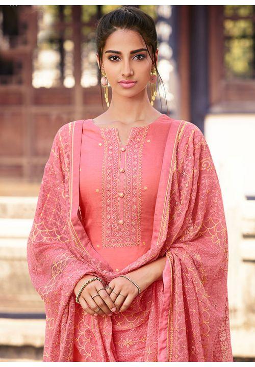 Pink Pure Silk Plussize Palazzo Salwar Kameez EXSTL13901 - ShreeFashionWear  