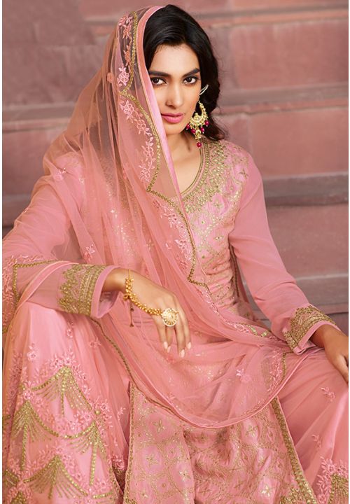 Pink Bollywood Sangeet Palazzo Suit  SFSA286002 - ShreeFashionWear  