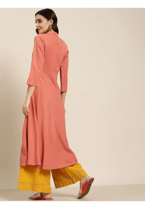 Peach Georgette Long Readymade Anarkali Suit SRVEP24616R - ShreeFashionWear  