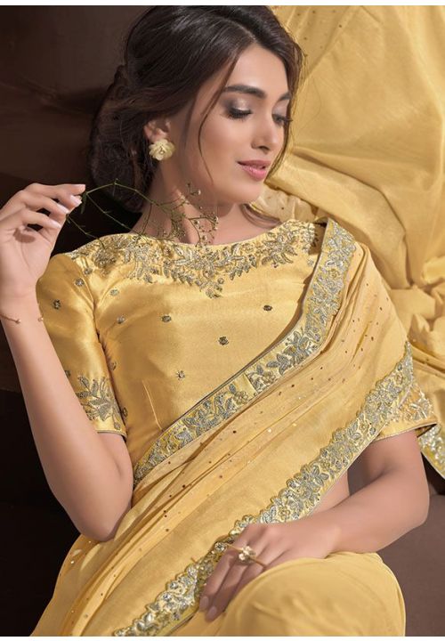 Fashionable Rani Pink And Yellow Saree|SARV110667