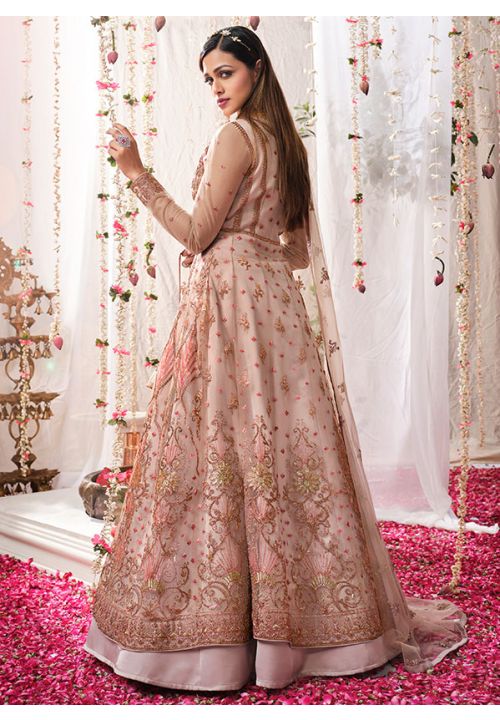 Hot Pink Sequence Embroidery Wedding Anarkali Gown - Hijab Online