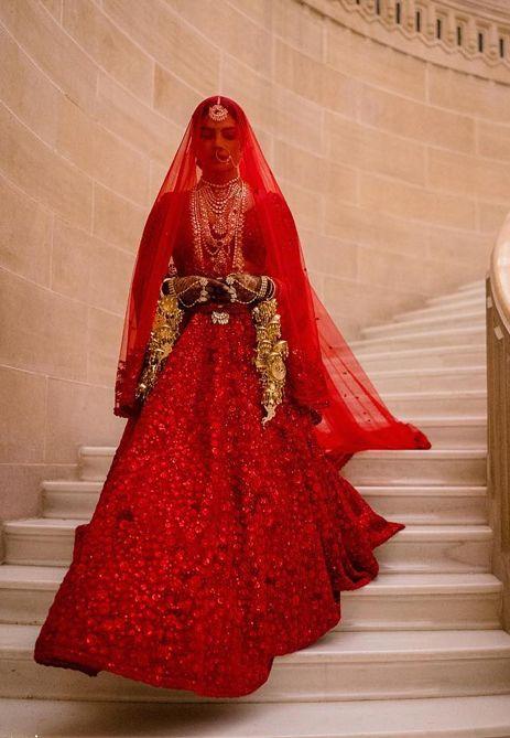 Royal Red Bridal Exclusive Silk Lehenga Chol SFIN092 - ShreeFashionWear  