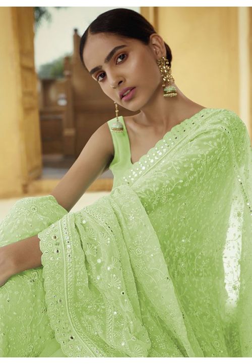 Green Color Dola Silk Wedding Wear Saree