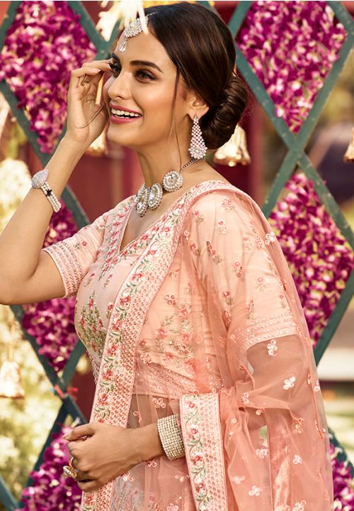 Pink Bridal Indian Pakistani Bridal Lehenga In Crepe SRARY10806 - ShreeFashionWear  