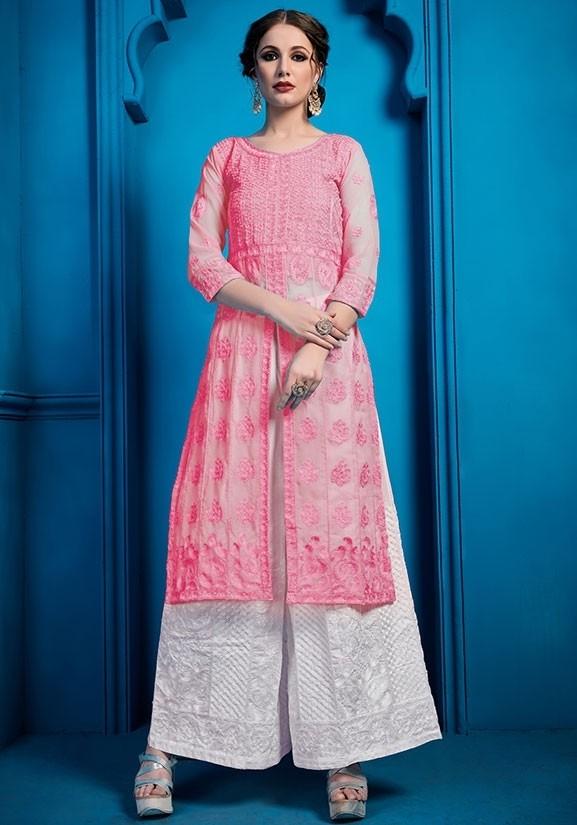 Georgette Pink Palazzo Suit Casual Wear SHREE3110 - ShreeFashionWear  