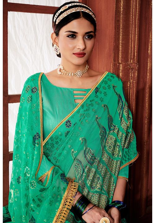 CRUSH SAREES-PEACOCK