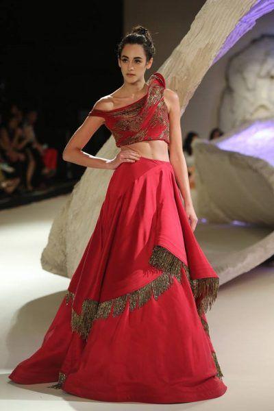 Wedding Cocktail Bridal Lehenga In Red With Double Layer SF90IN - ShreeFashionWear  