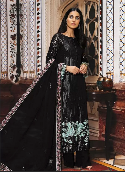 Black Evening Party Georgette Palazzo Suits Salwar Pants FZ101186 - ShreeFashionWear  