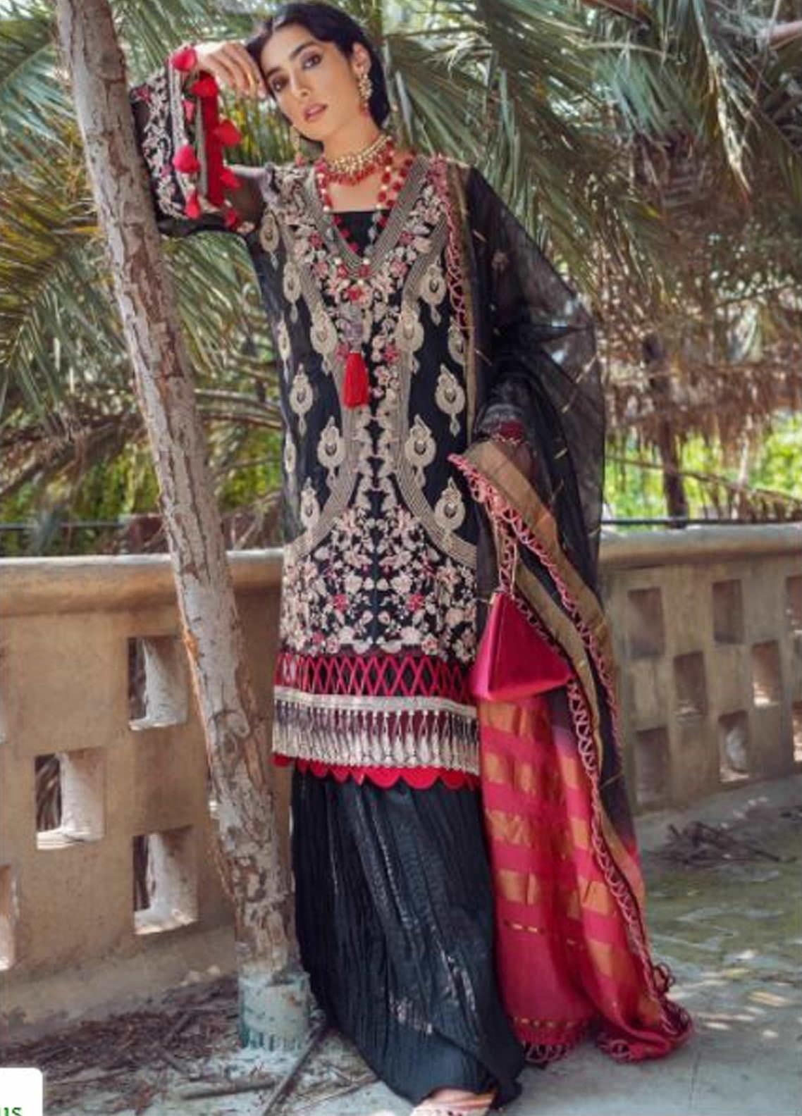 Black Kinaar by Shiza Hassan Embroidered Poly Net Suit 3 Piece Suit - Naina - ShreeFashionWear  