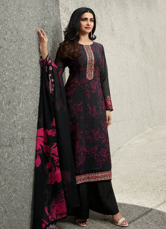 Black Prachi Desai Sangeet Palazzo Suit In Crepe Silk FZSI100784 - ShreeFashionWear  