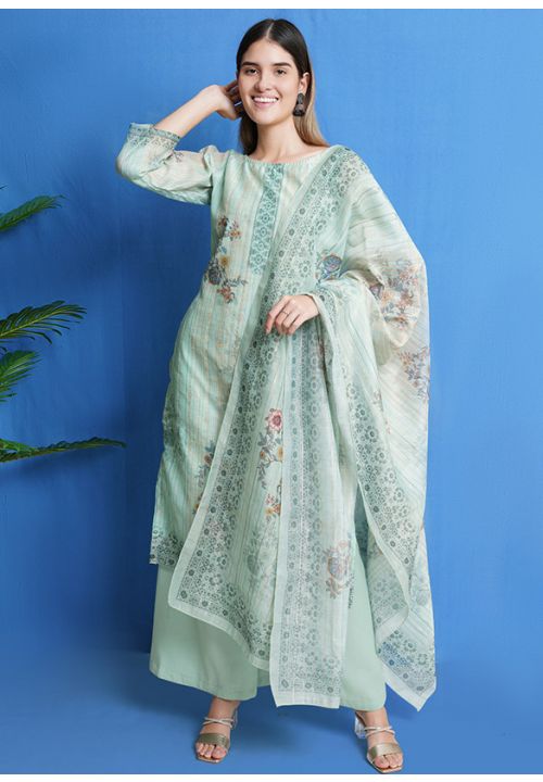 Blue Chanderi Silk Plus Size Silk Salwar Pant Kameez SHSTL18512 - ShreeFashionWear  