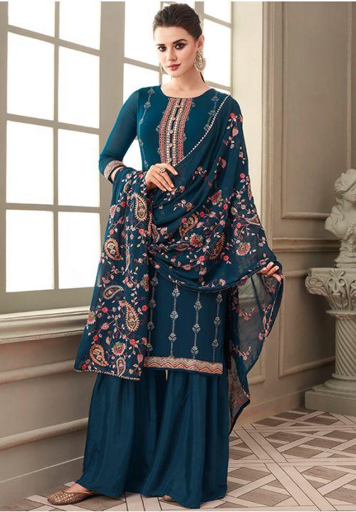Blue Indian Pakistani Festive Sharara Suit SFYS72101 - ShreeFashionWear  