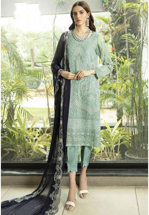 Blue Party Palazzo Pant Suit In Georgette Hand Work SFSA278801 - ShreeFashionWear  