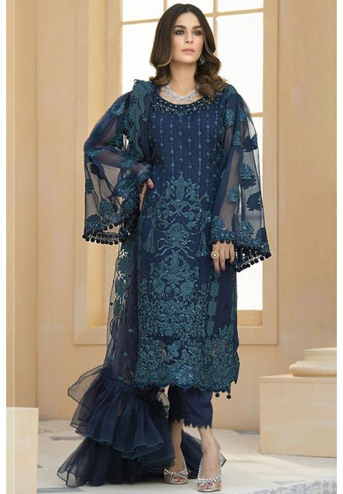 Blue Party Salwar Suit Cigratte Style Pants SFSA241832 - ShreeFashionWear  