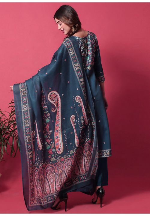 Blue Plus Size Cotton Palazzo Suit Salwar Pants SFSTL16605 - ShreeFashionWear  