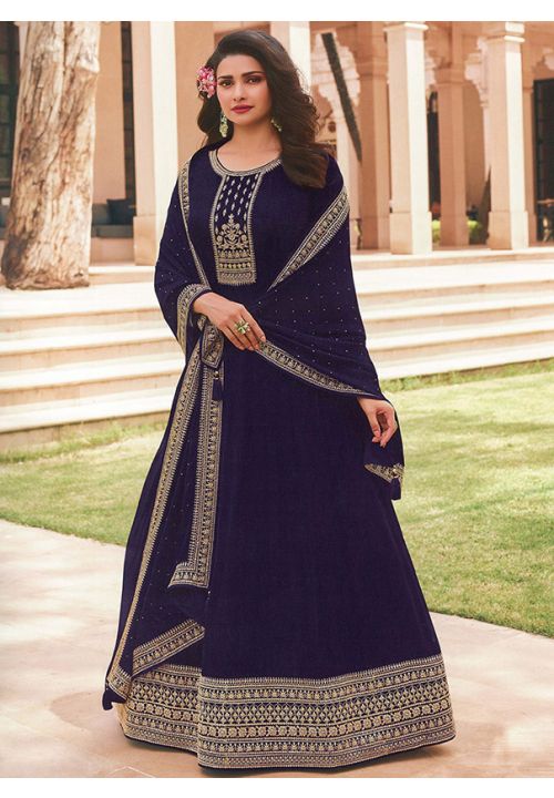 Blue Prachi Desai Georgette Sangeet Anarkali Gown SIPRF141205 - ShreeFashionWear  