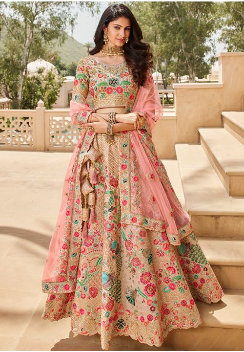 Blush Pink Wedding Maharani Silk Bridal Lehenga Choli EXSA280702 - ShreeFashionWear  