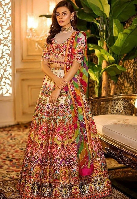 Bridal Indian Cream Pakistani Wedding Haute Couture Style SIYA45INSP - ShreeFashionWear  