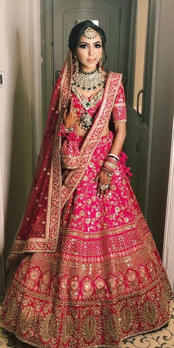 Bridal Indian Pink Wedding Royal Haute Couture Silk Lehenga BRID710NSP - ShreeFashionWear  