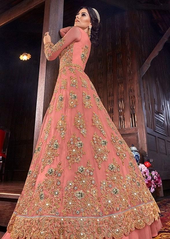 Bridal Pink Pure Net Lehenga Kameez Suit SFYDS9555 - ShreeFashionWear  