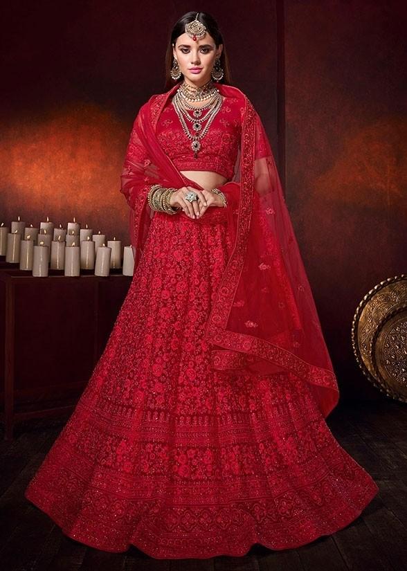 Pearl Work Lehenga in Wine Color