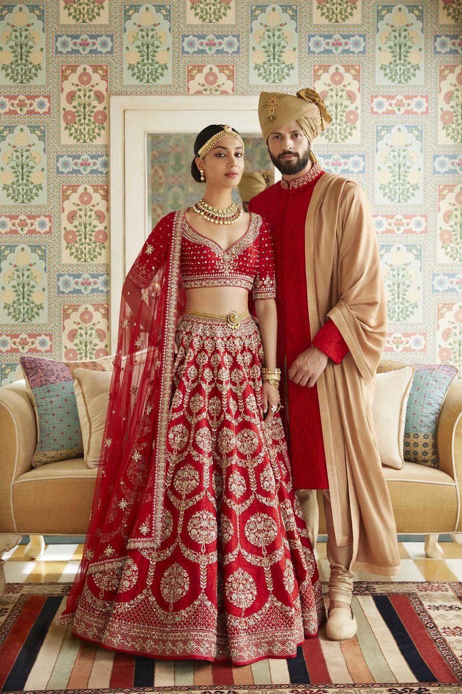 Bright Red Bridal Wedding Royal Haute Couture Silk Lehenga BRIDAL422 - ShreeFashionWear  