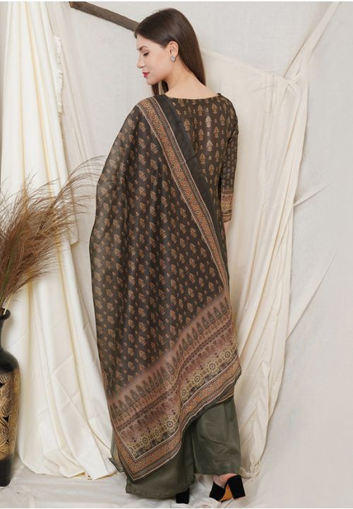 Brown Indian Pure Silk Fabric Palazzo Suits SRSTL18012 - ShreeFashionWear  