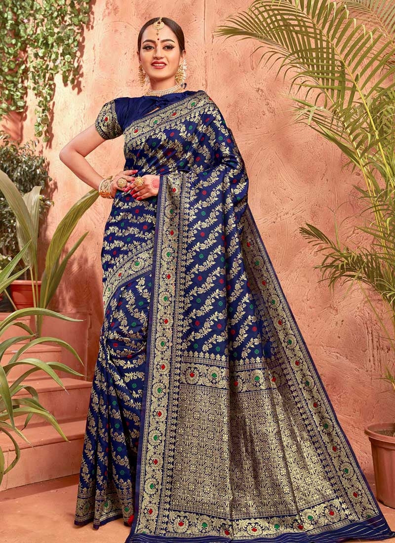 Buy Festive Black Wedding Saree In Banarasi Silk  FZ87420 - ShreeFashionWear  