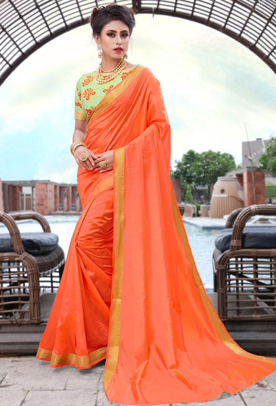 Buy Party Saree Coral In Art Silk With Blouse SF20EXP - ShreeFashionWear  