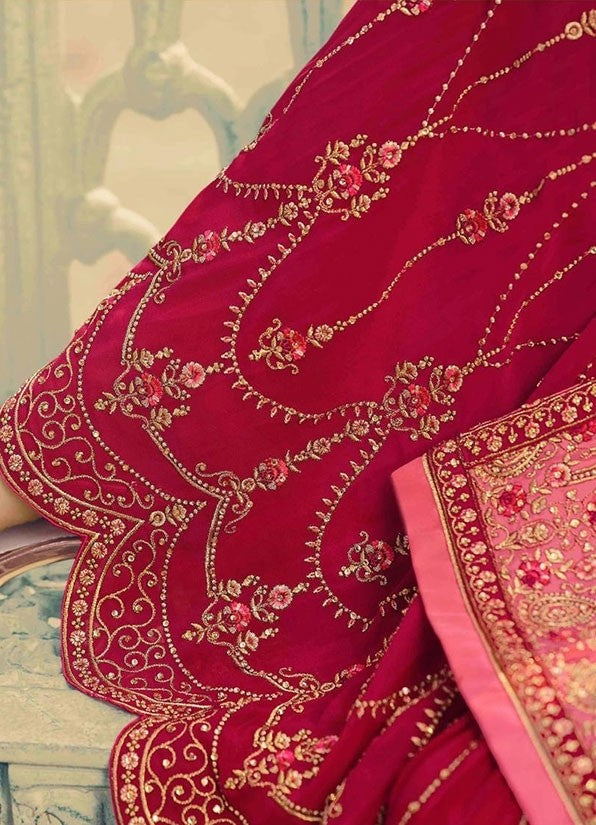 Cherry Pink Color Satin Georgette Sharara Suit SY1363 - ShreeFashionWear  