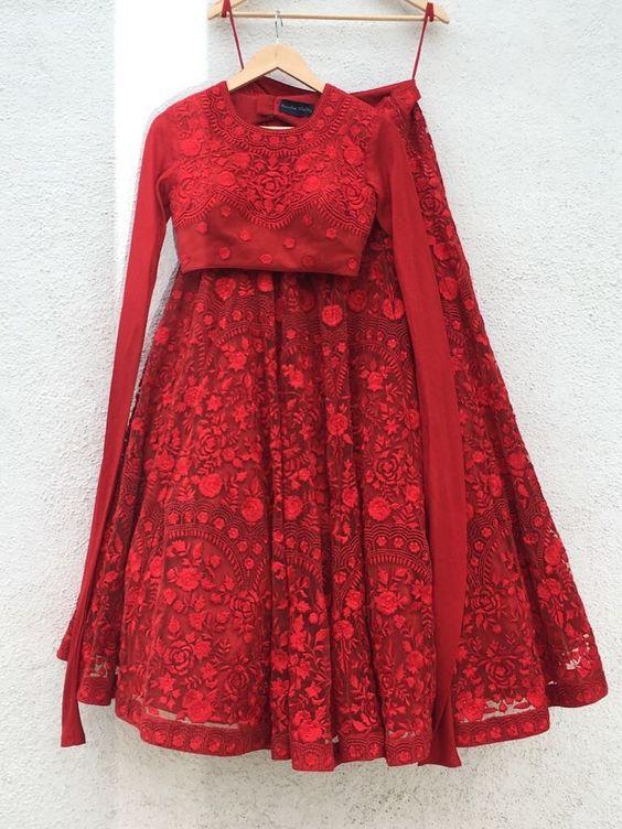 Designer Net Red Lehenga Skirt Red Top SIYA29INS - ShreeFashionWear  