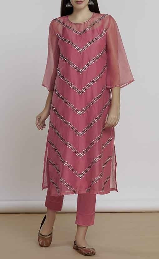 Designer Pink Organza Readymade Pant Suit SY8745 - ShreeFashionWear  