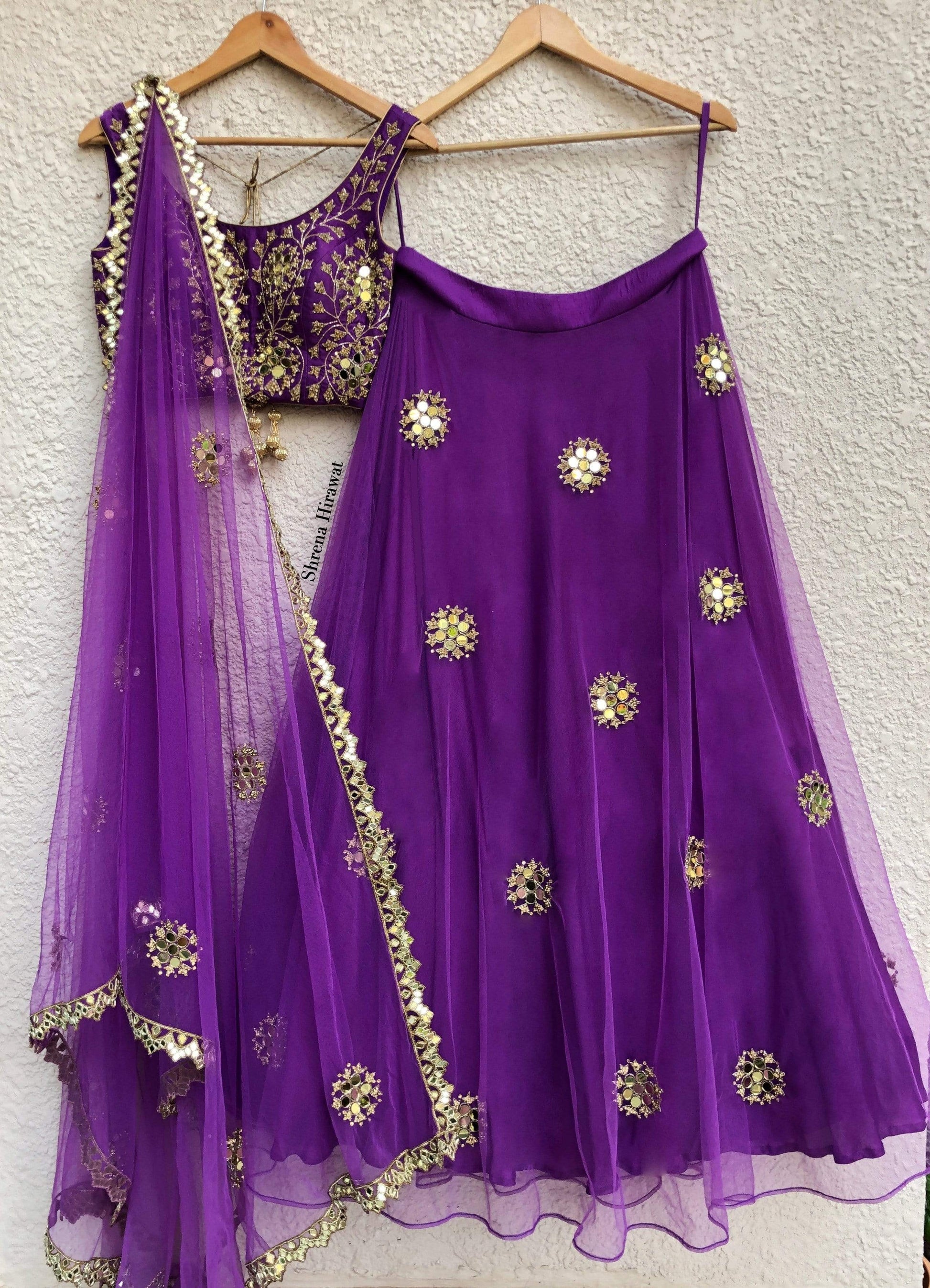 Designer Wedding Purple Bridal Lehenga Mirror Work SF7750IN - ShreeFashionWear  