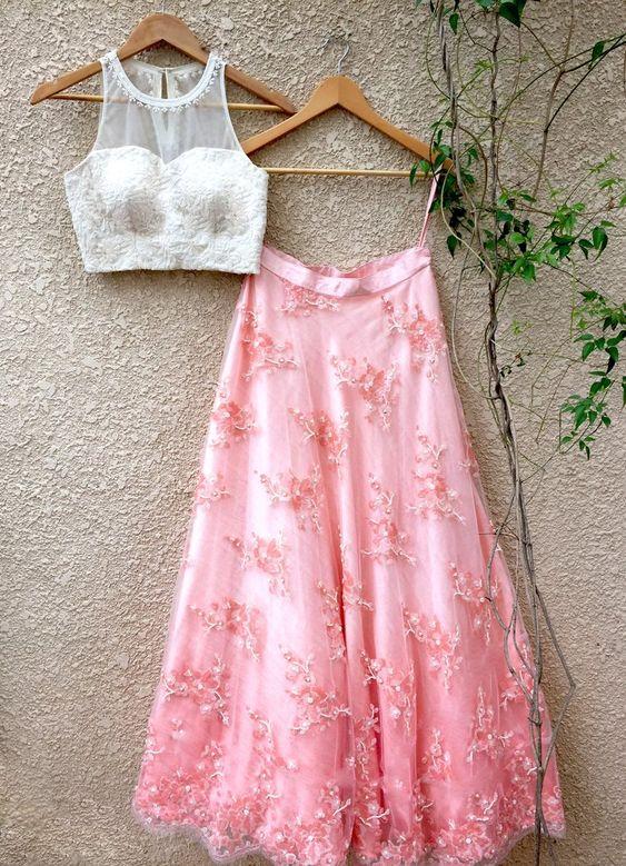 Designer White Top Pink Organza Chiffon Skirt SIYA3904 - ShreeFashionWear  