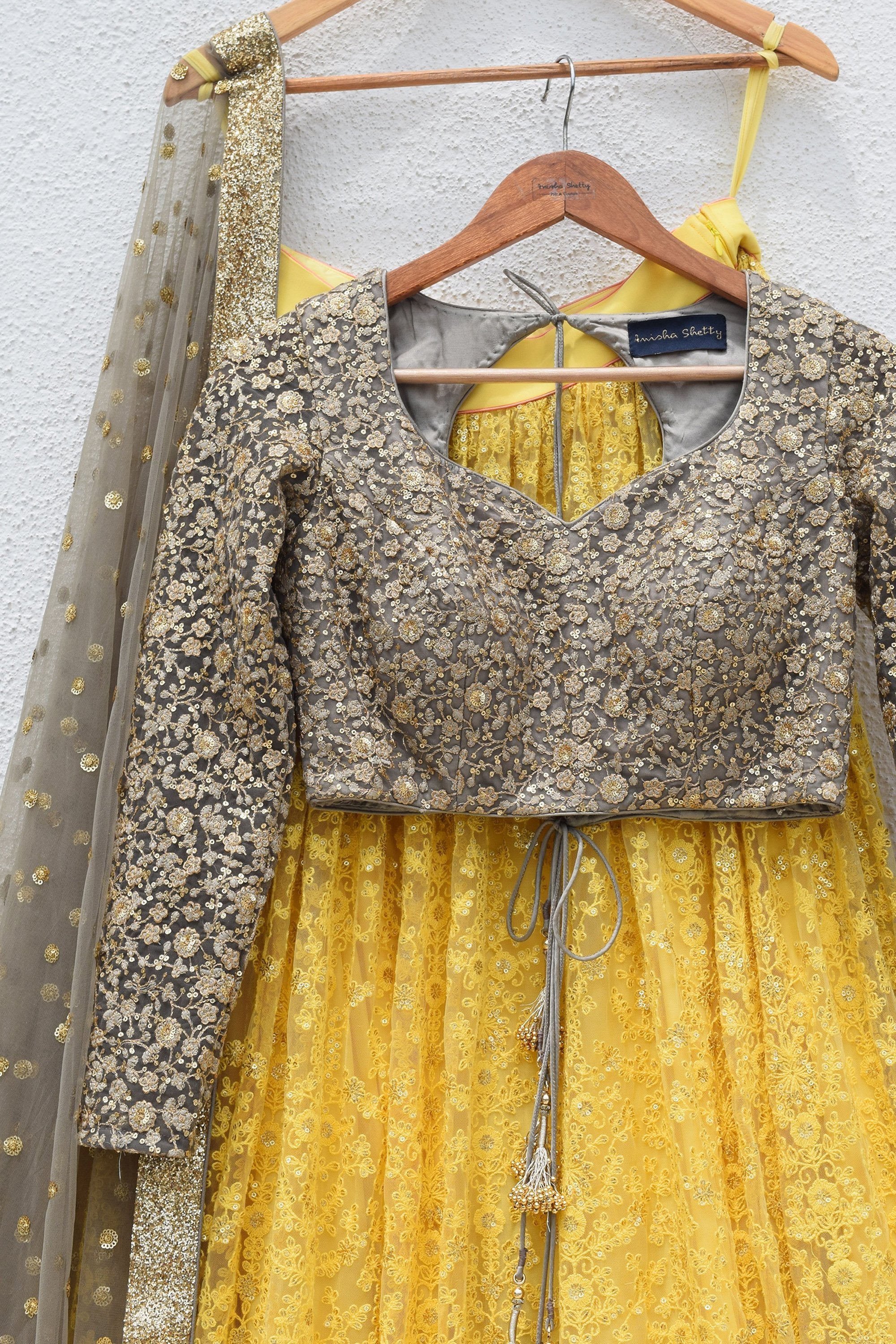 Buy Yellow Designer Wedding Wear Heavy Butterfly Net Lehenga Choli |  Wedding Lehenga Choli