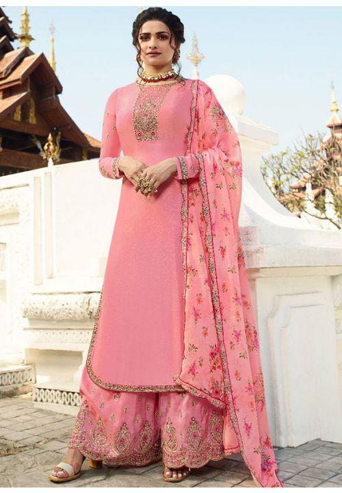 Drastic Pink Georgette Sangeet Palazzo Suit Size XSmall - 4XL SFPRF120802P - ShreeFashionWear  