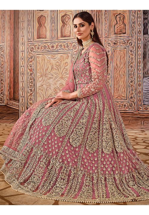 Buy Wedding Wear Rani Embroidery Work Art Silk Anarkali Suit Online From  Surat Wholesale Shop.