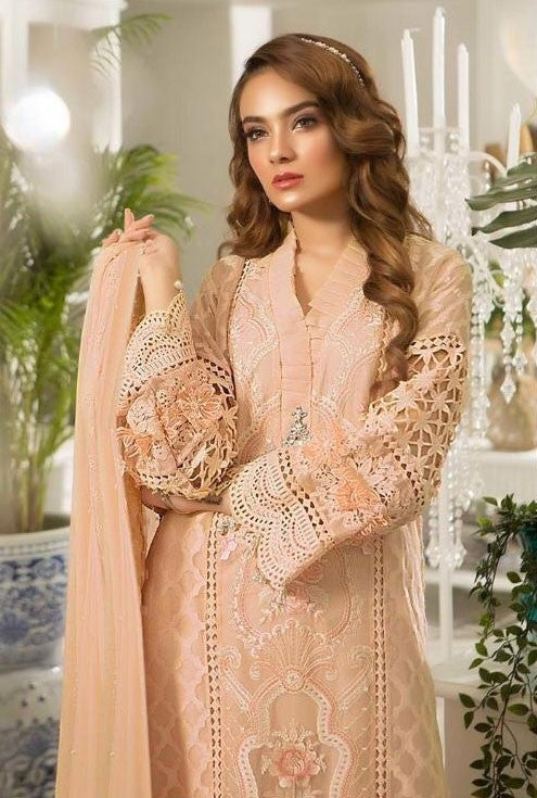 Embroidered Beige Color Organza Pant Style Suit SY2423 - ShreeFashionWear  