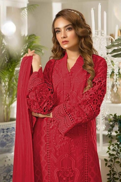 Embroidered Red Color Organza Pant Style Suit SY2411 - ShreeFashionWear  