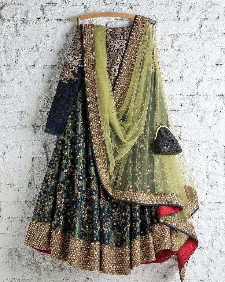 Fern Green Handwork Net Silk Bridal Lehenga Choli  INS2205 - ShreeFashionWear  